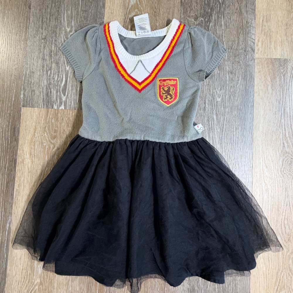 Harry Potter Sweater Dress Kids 5T Grey Gryffindor Tutu Skirt Short Sleeve